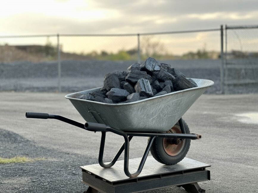 kopalniany węgiel w taczce